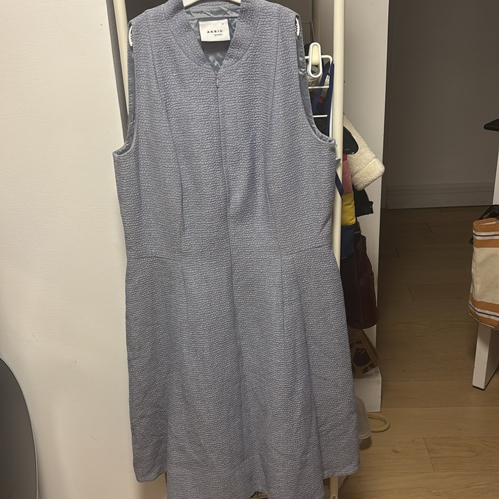 Akris Punto Sleeveless Silk Ottoman Dress Azure Size 10 Retail $1190